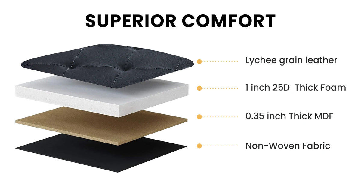JHK 43 Inches Leather Folding Ottoman Storage Footstool Toy Box Bedroom Bench Load 660 lbs Foot Rest Stool For Living Room