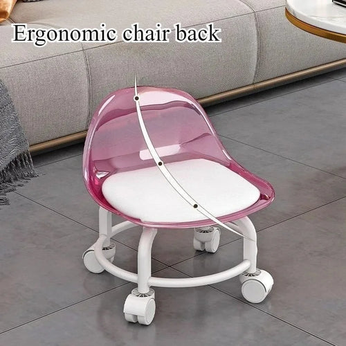 Acrylic Stool Silent Spinner Pulley Small Chair Home Use Low Stool Beautiful Seam Movable Back Chair Swivel Chair