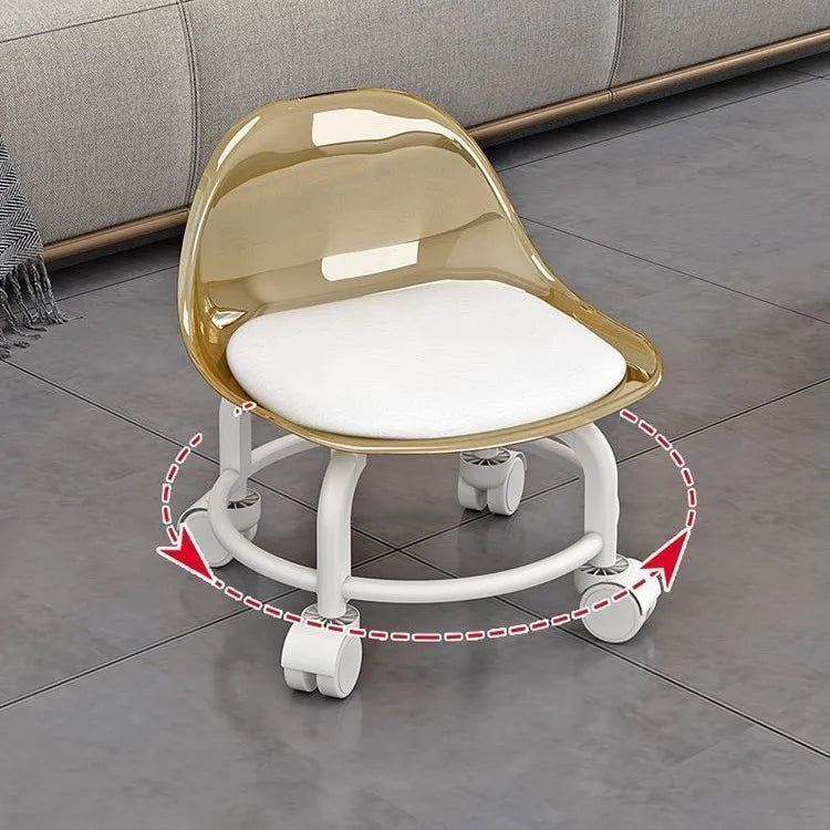 Acrylic Stool Silent Spinner Pulley Small Chair Home Use Low Stool Beautiful Seam Movable Back Chair Swivel Chair