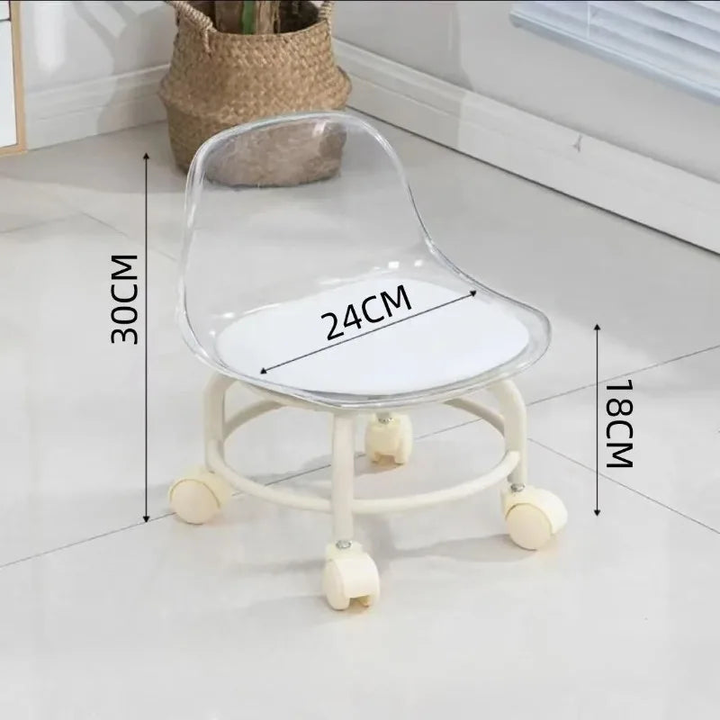 Acrylic Stool Silent Spinner Pulley Small Chair Home Use Low Stool Beautiful Seam Movable Back Chair Swivel Chair