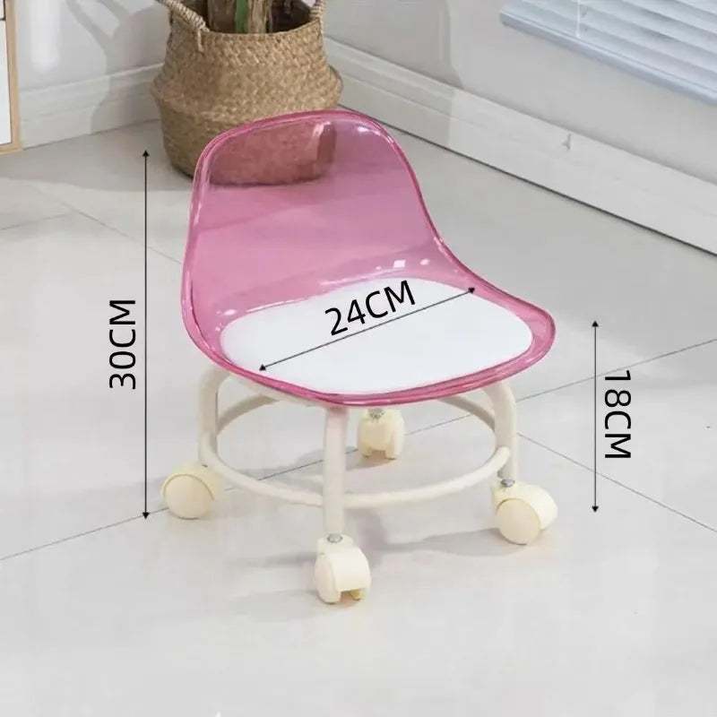 Acrylic Stool Silent Spinner Pulley Small Chair Home Use Low Stool Beautiful Seam Movable Back Chair Swivel Chair