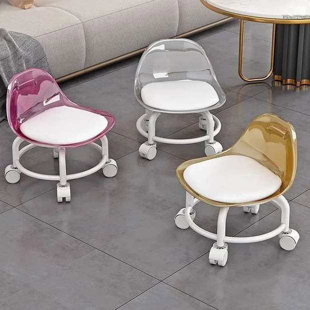 Acrylic Stool Silent Spinner Pulley Small Chair Home Use Low Stool Beautiful Seam Movable Back Chair Swivel Chair
