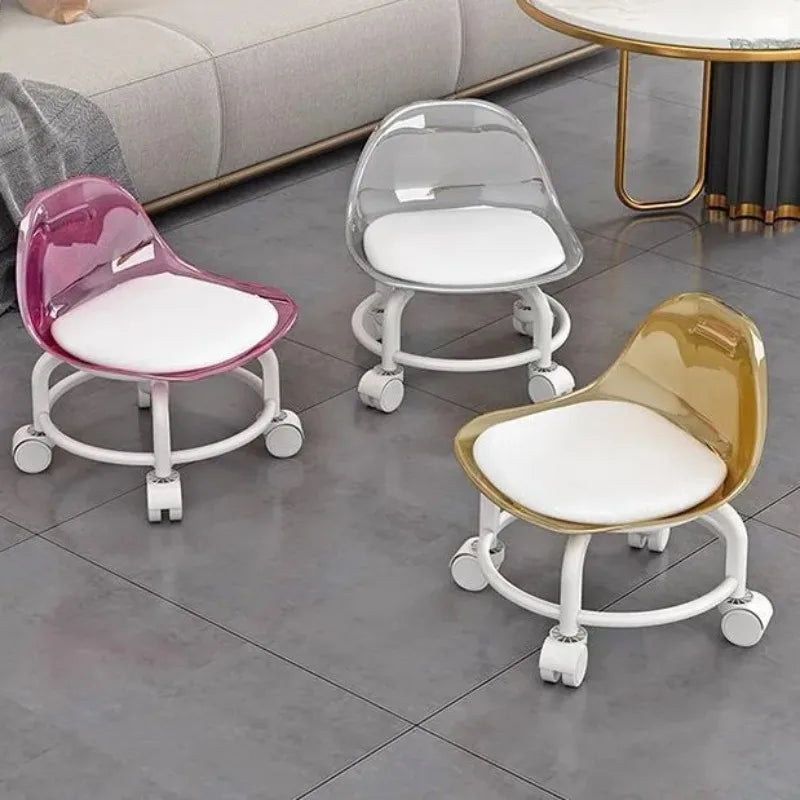 Acrylic Stool Silent Spinner Pulley Small Chair Home Use Low Stool Beautiful Seam Movable Back Chair Swivel Chair