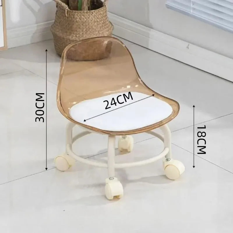 Acrylic Stool Silent Spinner Pulley Small Chair Home Use Low Stool Beautiful Seam Movable Back Chair Swivel Chair
