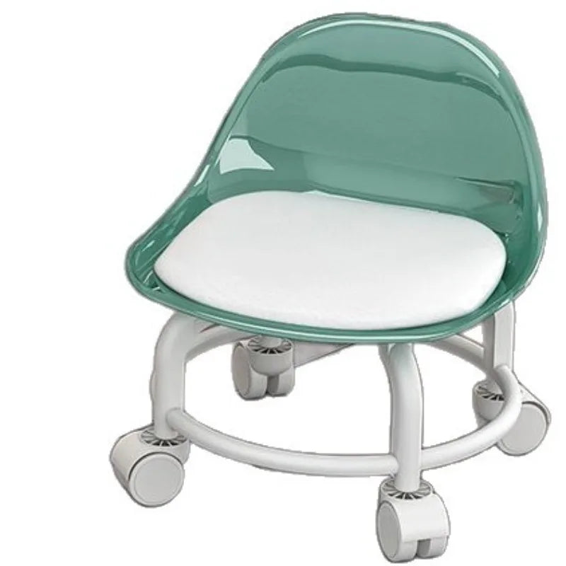 Acrylic Stool Silent Spinner Pulley Small Chair Home Use Low Stool Beautiful Seam Movable Back Chair Swivel Chair