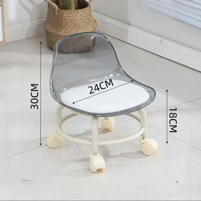 Acrylic Stool Silent Spinner Pulley Small Chair Home Use Low Stool Beautiful Seam Movable Back Chair Swivel Chair
